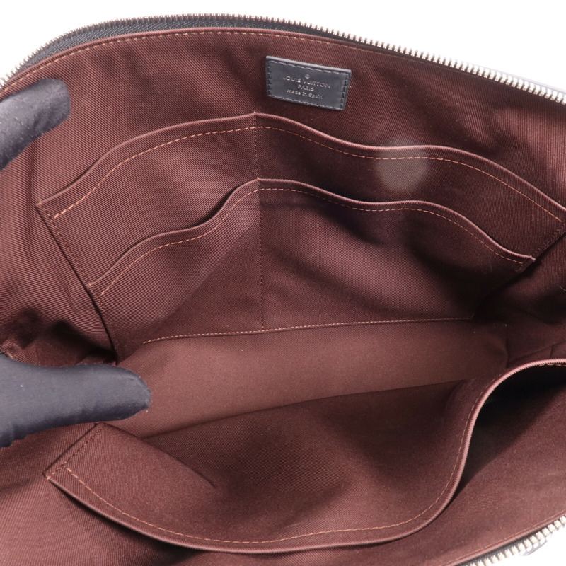 LOUIS VUITTON Monogram Macassar Porte-Documents Jour銀扣肩背袋-10