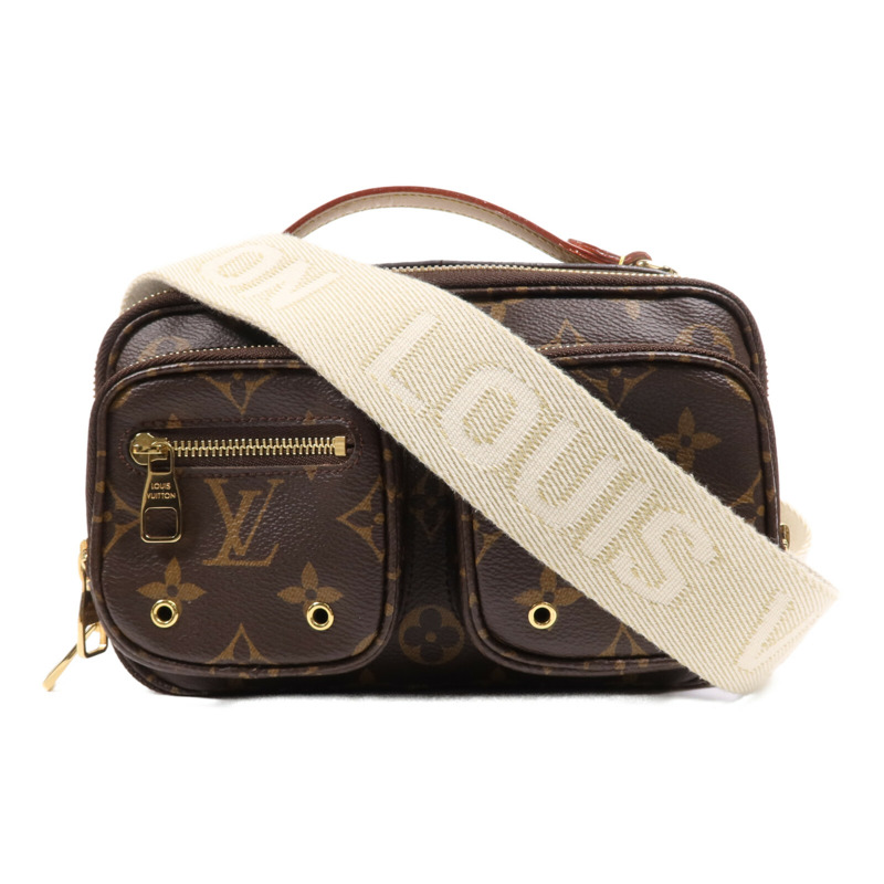 LOUIS VUITTON Monogram Utility金扣手挽肩背兩用袋棕色-0