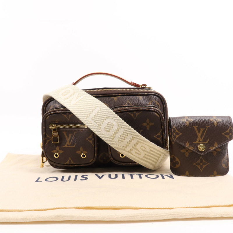 LOUIS VUITTON Monogram Utility金扣手挽肩背兩用袋棕色-4