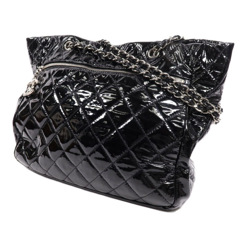 CHANEL 漆皮皮革Shoulder Bag銀扣鏈帶肩背袋-1