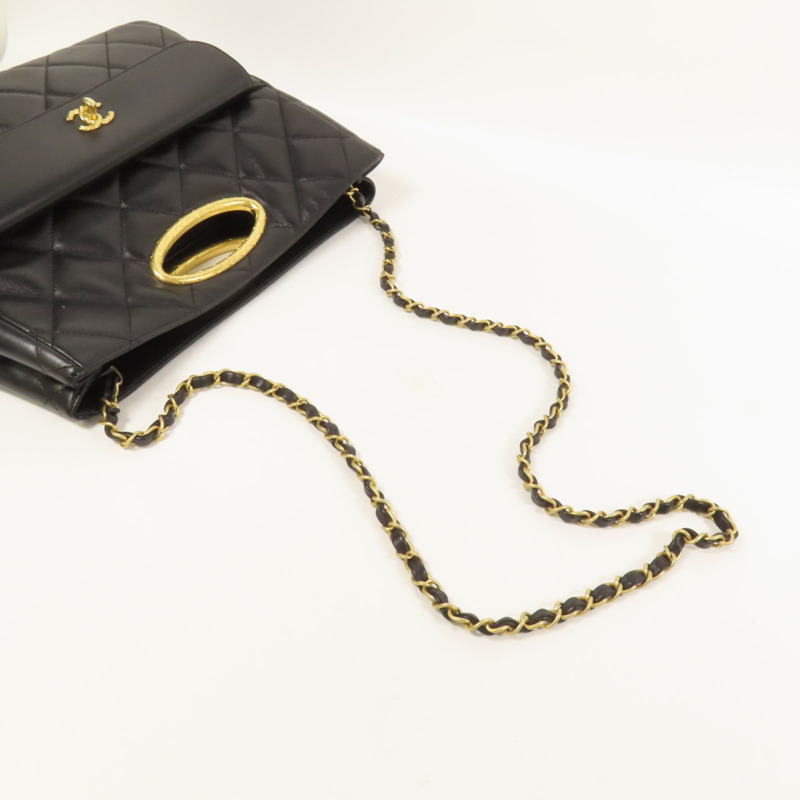 CHANEL 皮革Chain Shoulder金扣手挽肩背兩用袋-4