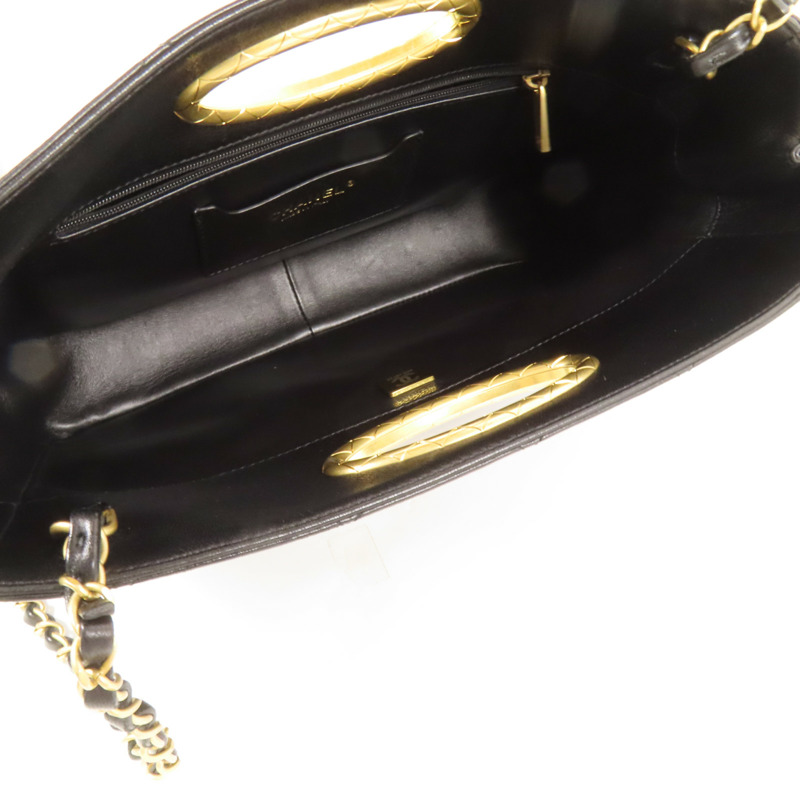 CHANEL 皮革Chain Shoulder金扣手挽肩背兩用袋-5