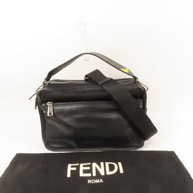 FENDI 尼龍/皮革Shoulder Bag銀扣手挽肩背兩用袋-12