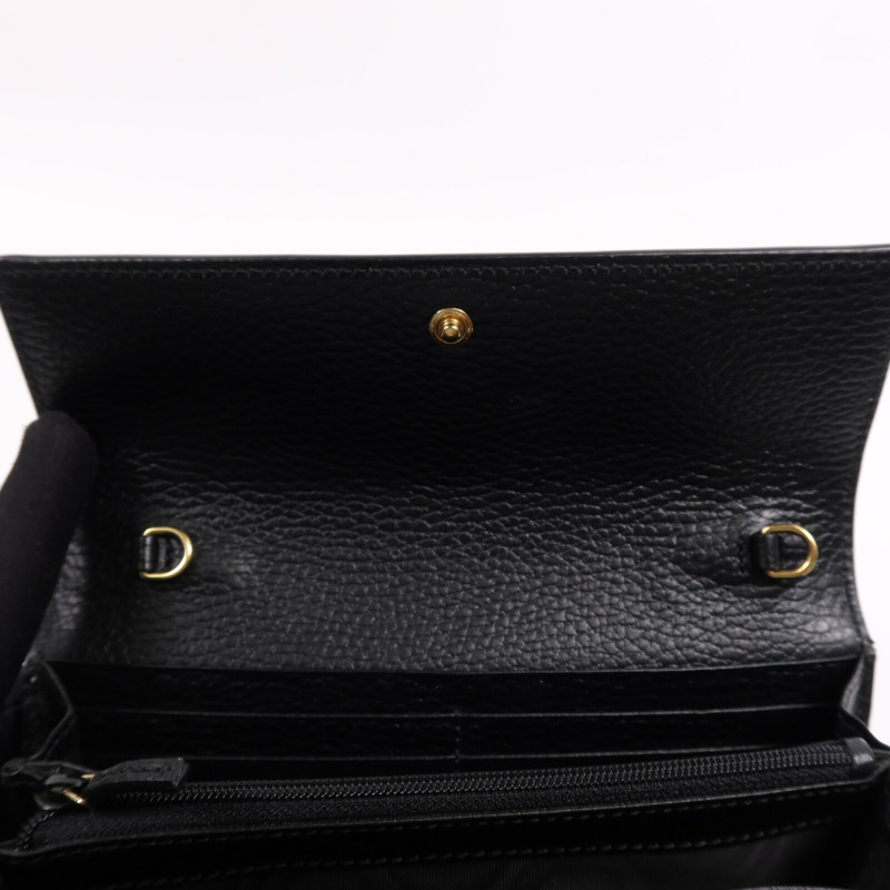 GUCCI 塗層帆布/皮革GG Marmont Wallet金扣鏈帶錢包-7