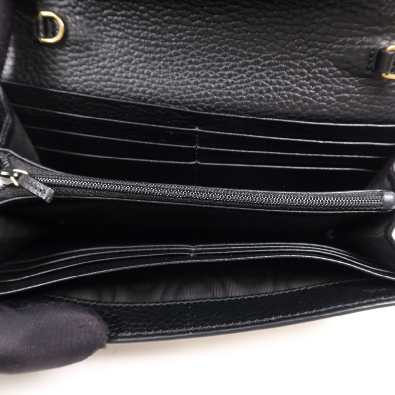 GUCCI 塗層帆布/皮革GG Marmont Wallet金扣鏈帶錢包-8