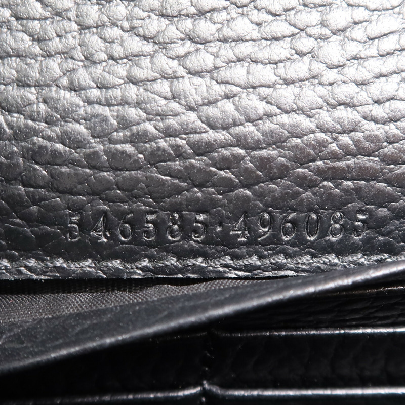 GUCCI 塗層帆布/皮革GG Marmont Wallet金扣鏈帶錢包-10