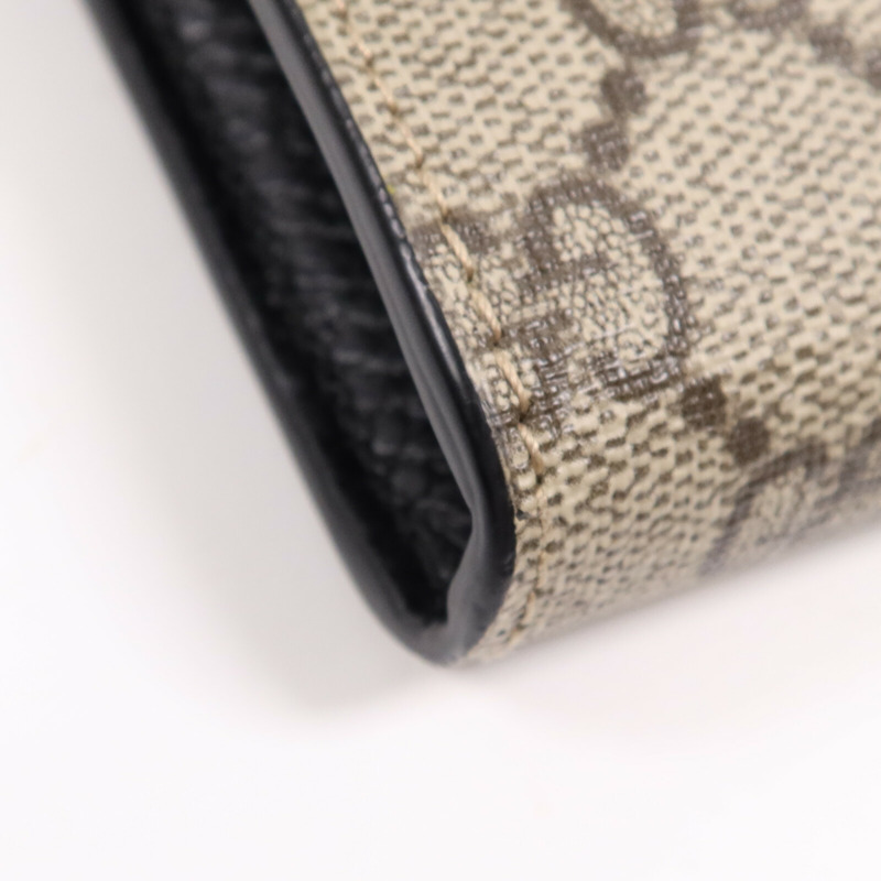 GUCCI 塗層帆布/皮革GG Marmont Wallet金扣鏈帶錢包-12