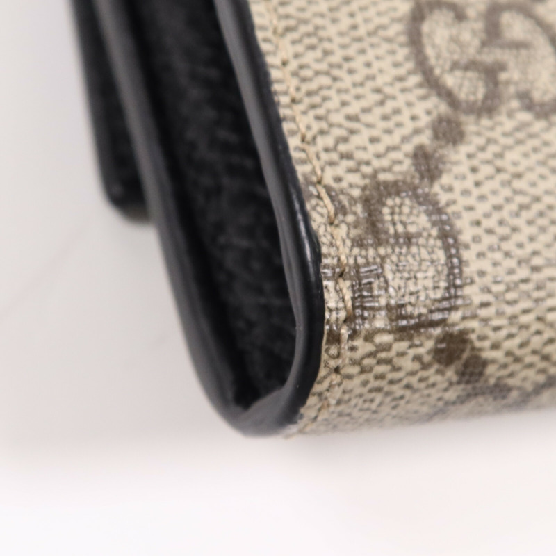 GUCCI 塗層帆布/皮革GG Marmont Wallet金扣鏈帶錢包-14