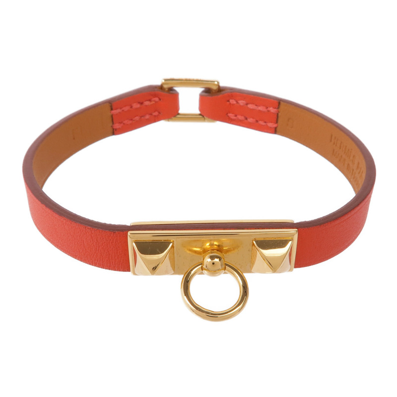 HERMES Swift皮革Rivale Mini Bracelet金扣手帶Rose Jaipur-0