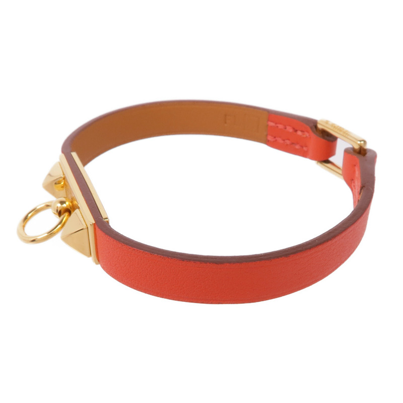 HERMES Swift皮革Rivale Mini Bracelet金扣手帶Rose Jaipur-1