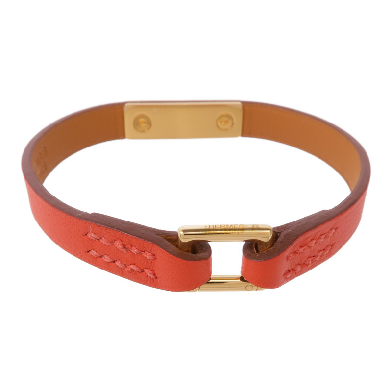 HERMES Swift皮革Rivale Mini Bracelet金扣手帶Rose Jaipur-2
