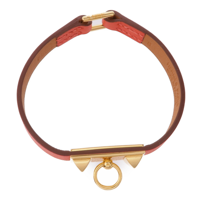 HERMES Swift皮革Rivale Mini Bracelet金扣手帶Rose Jaipur-3