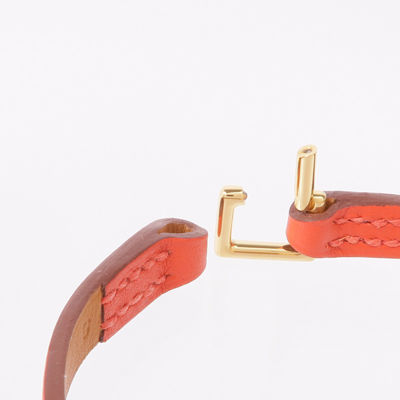 HERMES Swift皮革Rivale Mini Bracelet金扣手帶Rose Jaipur-5
