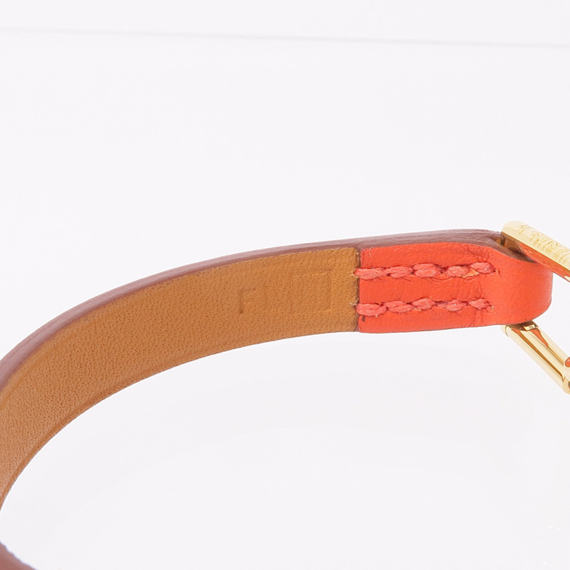 HERMES Swift皮革Rivale Mini Bracelet金扣手帶Rose Jaipur-7