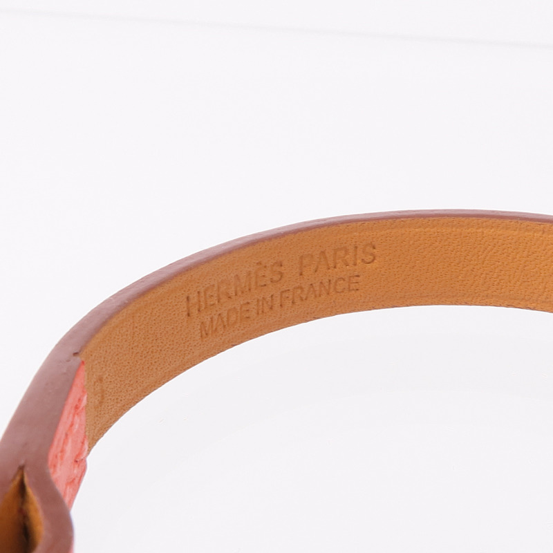HERMES Swift皮革Rivale Mini Bracelet金扣手帶Rose Jaipur-8