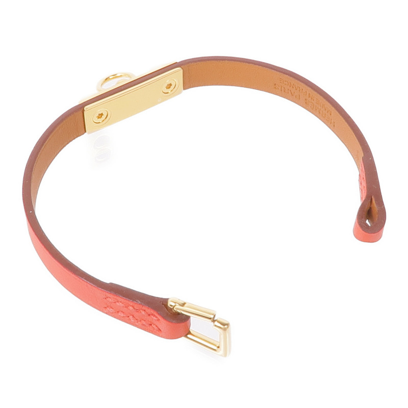 HERMES Swift皮革Rivale Mini Bracelet金扣手帶Rose Jaipur-9