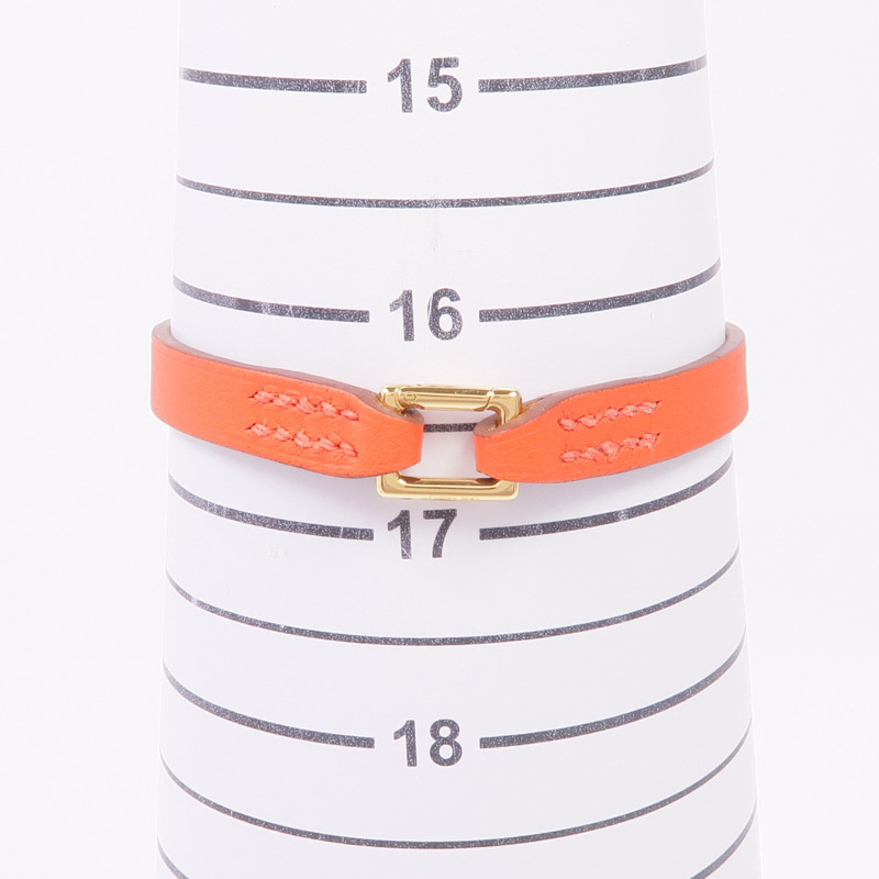 HERMES Swift皮革Rivale Mini Bracelet金扣手帶Rose Jaipur-11