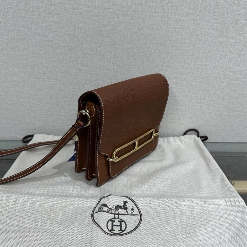 HERMES 金棕金扣馬鞍皮豬鼻子19肩背斜背包 19*16*6 98新配件盒子塵袋-1