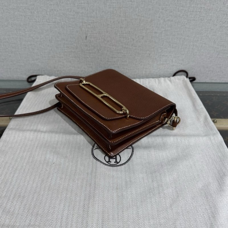 HERMES 金棕金扣馬鞍皮豬鼻子19肩背斜背包 19*16*6 98新配件盒子塵袋-2