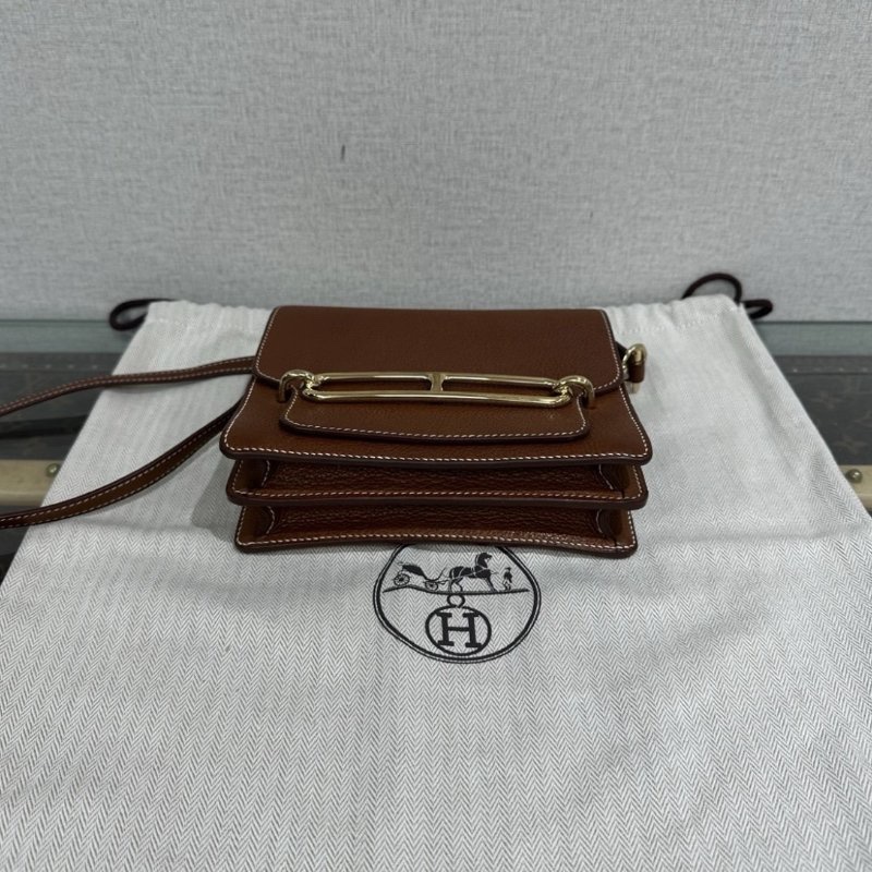 HERMES 金棕金扣馬鞍皮豬鼻子19肩背斜背包 19*16*6 98新配件盒子塵袋-3