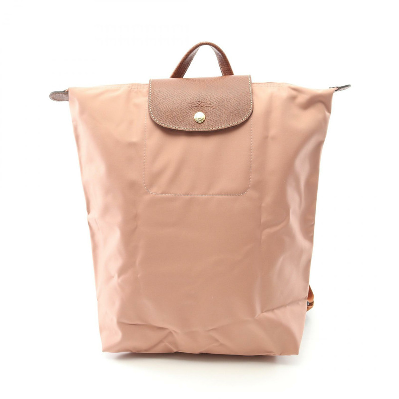 Longchamp Le Pliage Original M 雙肩包 1028408 帆布皮革 粉紅色棕色 全新-0