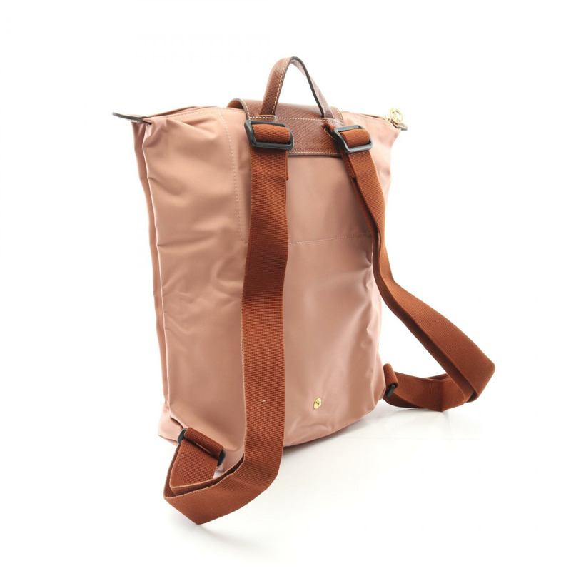 Longchamp Le Pliage Original M 雙肩包 1028408 帆布皮革 粉紅色棕色 全新-1