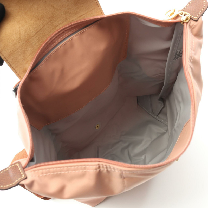 Longchamp Le Pliage Original M 雙肩包 1028408 帆布皮革 粉紅色棕色 全新-2