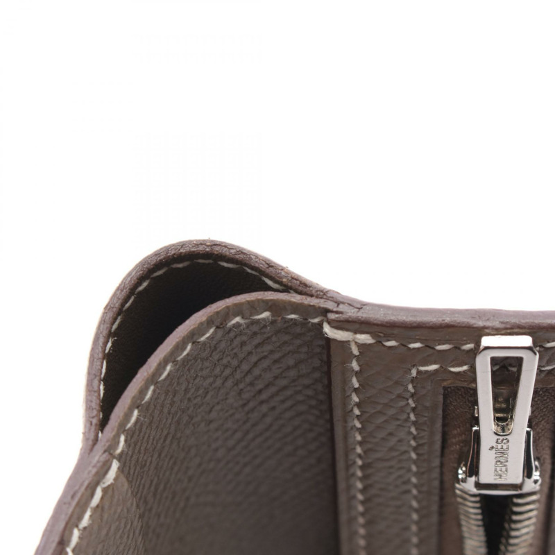 愛馬仕 BEARN 緊湊型雙折皮夾 Y Epsom Etoupe 灰色 SHW 二手女士-5