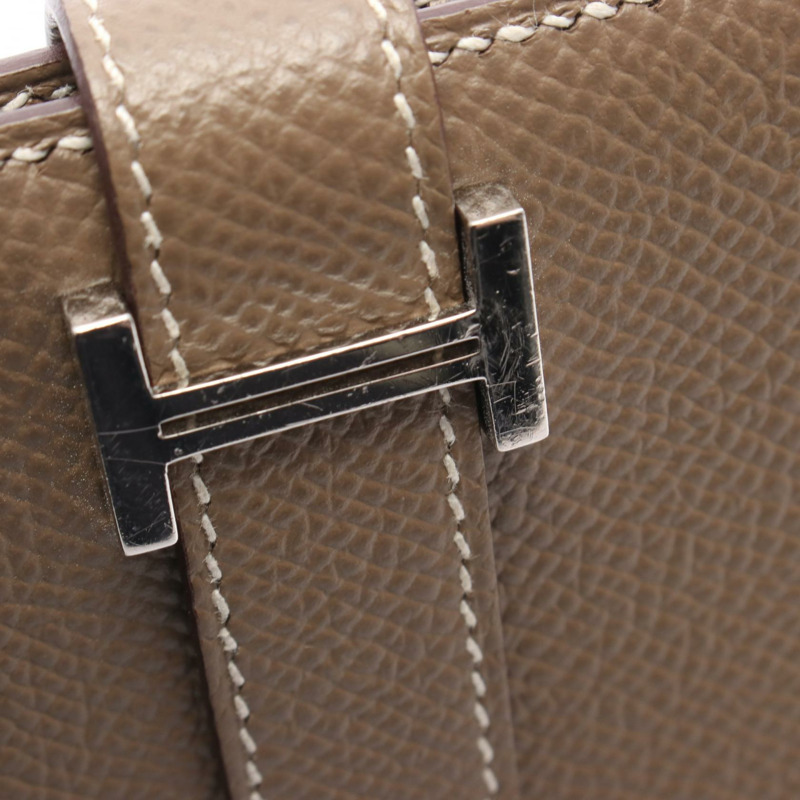 愛馬仕 BEARN 緊湊型雙折皮夾 Y Epsom Etoupe 灰色 SHW 二手女士-6