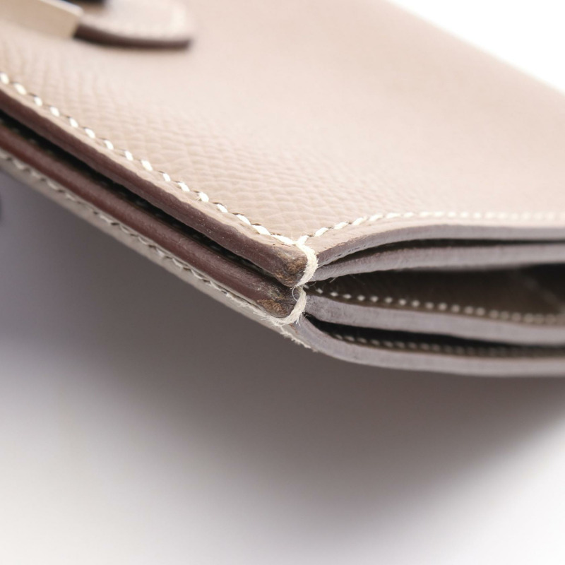 愛馬仕 BEARN 緊湊型雙折皮夾 Y Epsom Etoupe 灰色 SHW 二手女士-7