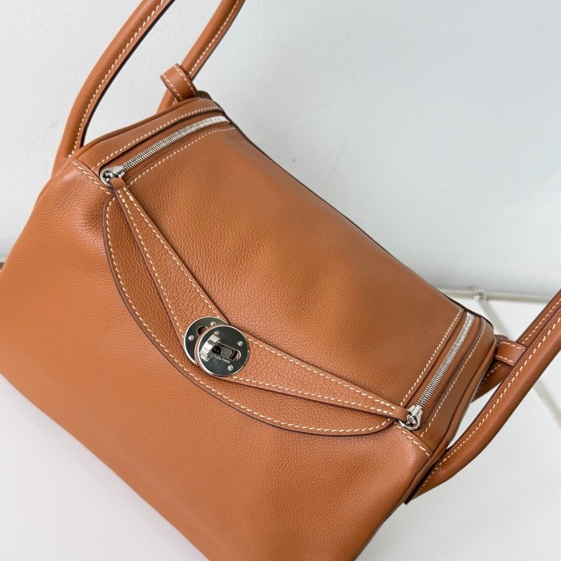 愛馬仕 Lindy 26 金棕銀扣 Evercolor 皮 D 刻 附塵袋-2