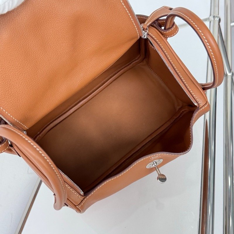 愛馬仕 Lindy 26 金棕銀扣 Evercolor 皮 D 刻 附塵袋-7