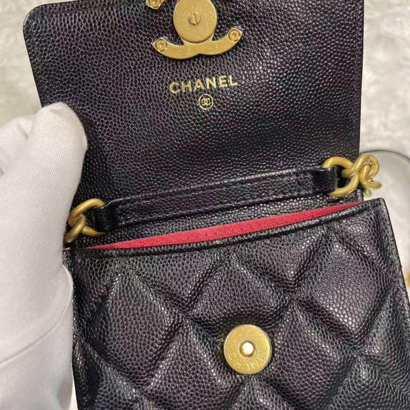 Chanel 21k金屬牌鏈條肩帶卡包-1