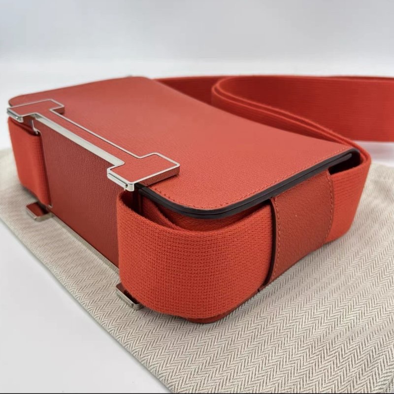 HERMES 橙色銀扣Geta木屐肩背斜背包20*15*6.5 全新閒置配件盒子塵袋購證-2