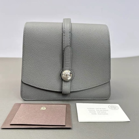 MOYNAT 拼色銀扣手提三角粽子包 17*13*12 98新