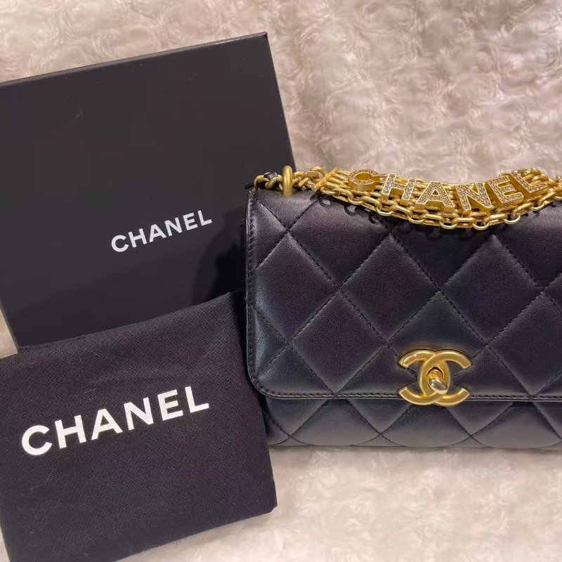 Chanel 水鑽LOGO 22s 方胖子包-0