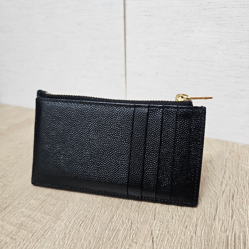 [甜價出😊] YSL黑荔枝皮金釦Cassandre零錢卡包-1