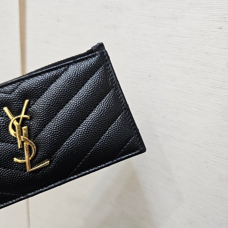 [甜價出😊] YSL黑荔枝皮金釦Cassandre零錢卡包-2