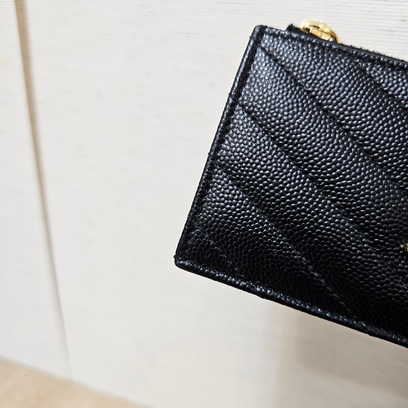 [甜價出😊] YSL黑荔枝皮金釦Cassandre零錢卡包-6