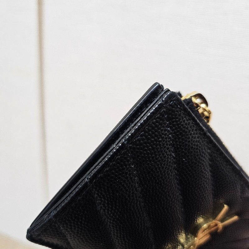 [甜價出😊] YSL黑荔枝皮金釦Cassandre零錢卡包-7