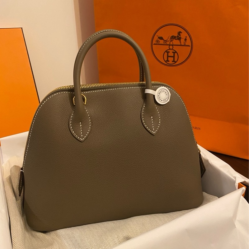 Hermès Bolide 25 étoupe Evercolor GHW-0