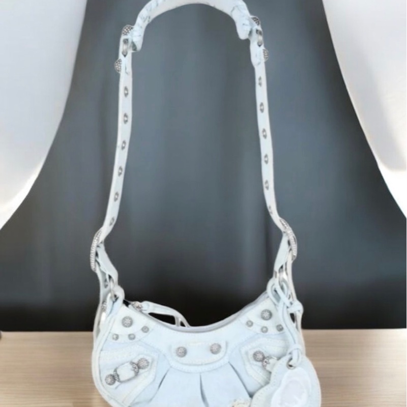 「JL精品代購」97新 Balenciaga 牛仔機車包 xs-0