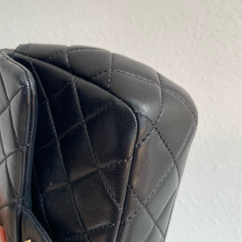 chanel黑羊皮金雙C coco20公分 老香😗-8