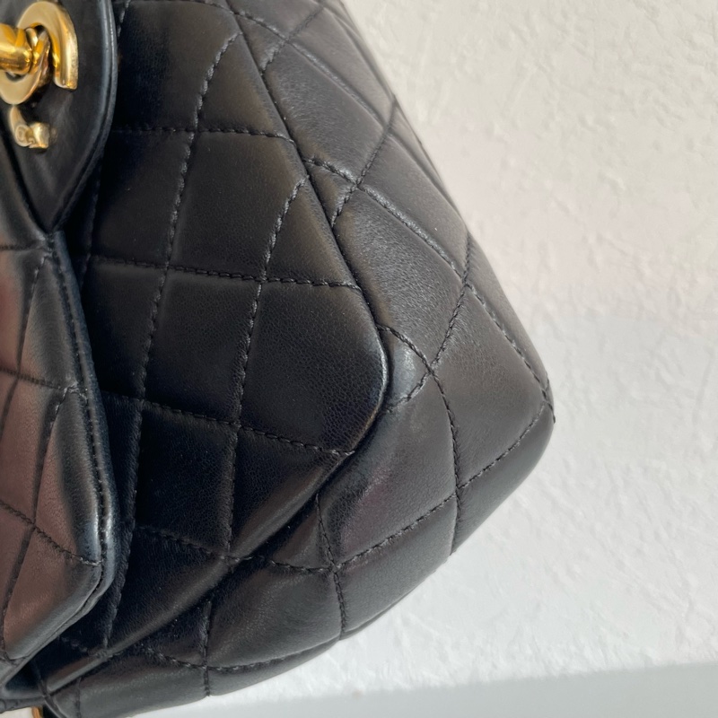 chanel黑羊皮金雙C coco20公分 老香😗-9