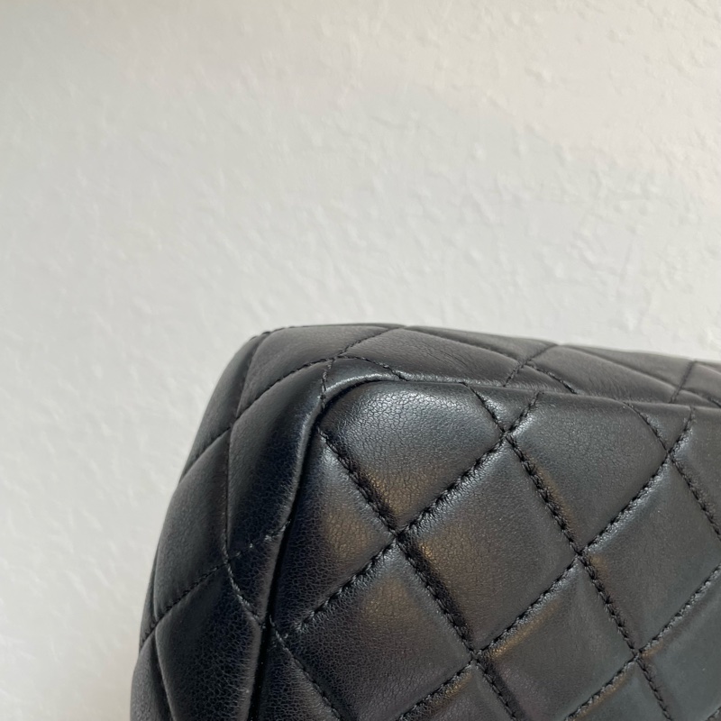 chanel黑羊皮金雙C coco20公分 老香😗-11