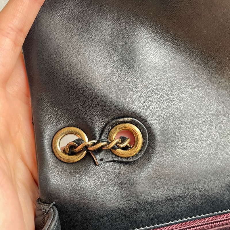 chanel黑羊皮金雙C coco20公分 老香😗-15