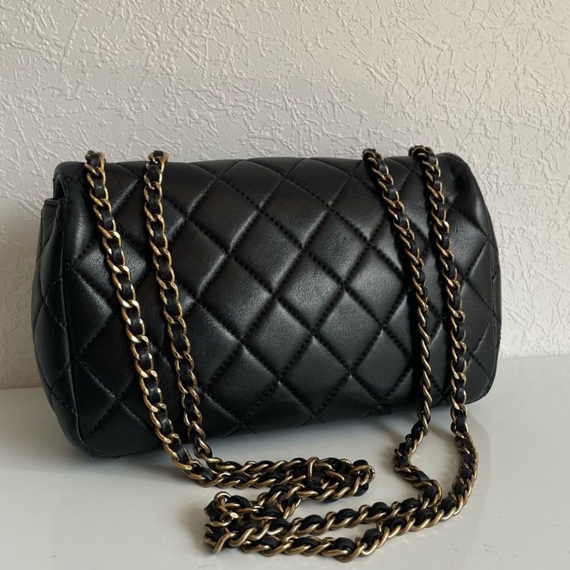 chanel黑羊皮金雙C coco20公分 老香😗-18