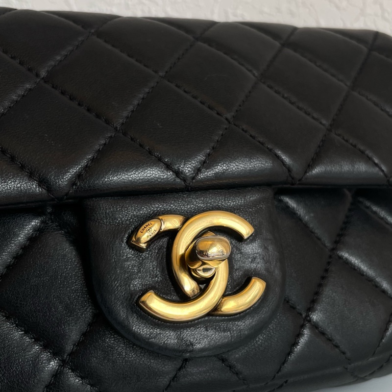 chanel黑羊皮金雙C coco20公分 老香😗-19