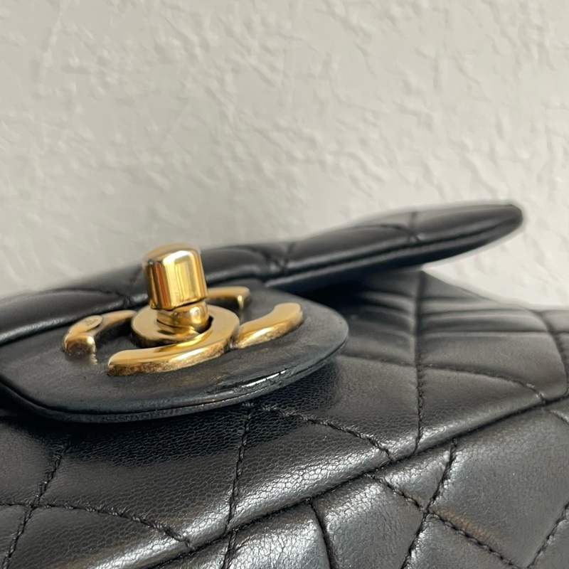 chanel黑羊皮金雙C coco20公分 老香😗-21