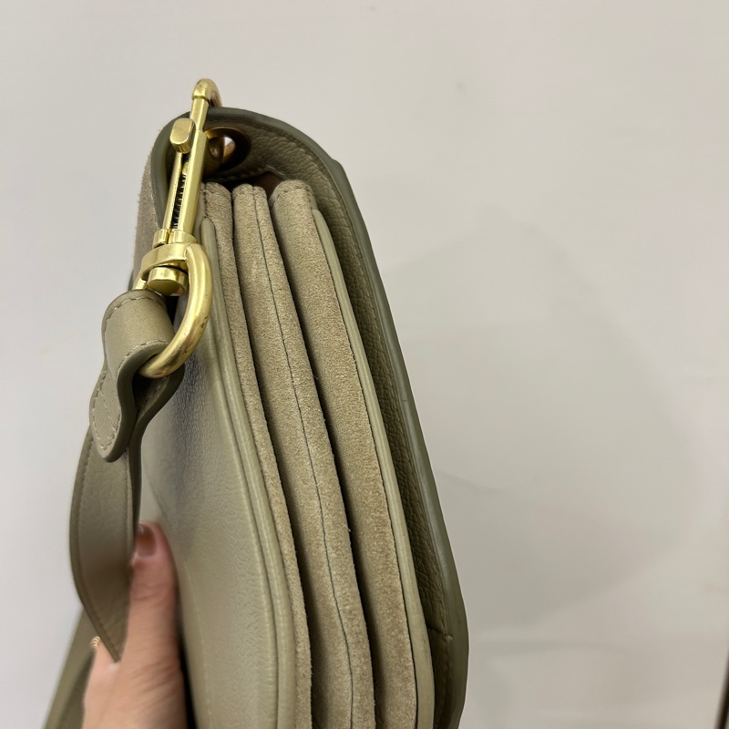 See by Chloe 灰綠牛皮麂皮內雙層斜背包-2